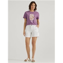 Women's Ultra Lux Comfort with Flex-to-Go Relaxed Fit Cargo Short in Bright White
