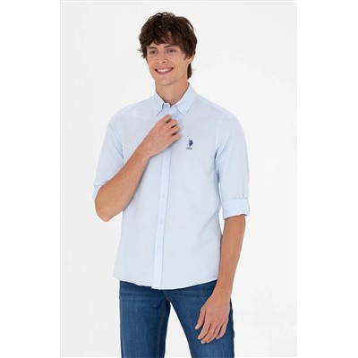 Erkek Açık Mavi Uzun Kollu Basic Gömlek