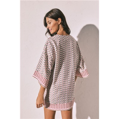 Túnica kimono corto estampado geométrico