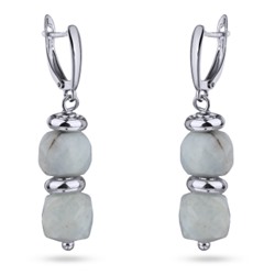 Серьги Селена (аквамарин 7мм; покрытие родий), Есть комплект