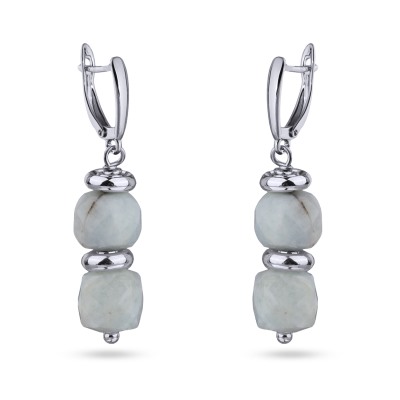 Серьги Селена (аквамарин 7мм; покрытие родий), Есть комплект