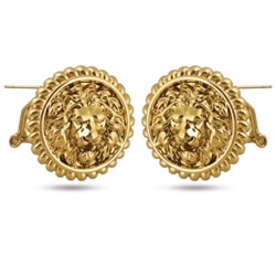 Серьги Огненный лев (покрытие золото с патиной), Есть комплект