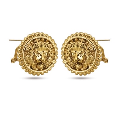 Серьги Огненный лев (покрытие золото с патиной), Есть комплект