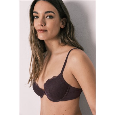 Sujetador clásico relleno encaje morado BEAUTIFUL