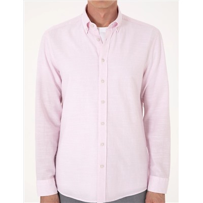 Nar Çiçeği Slim Fit Uzun Kollu Gömlek