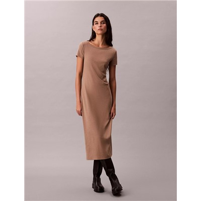 Cotton Contour Rib Short Sleeve Dress