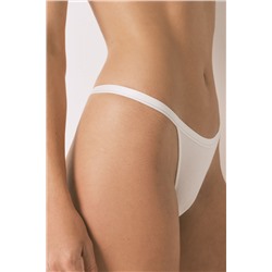 Tanga algodón canalé blanco