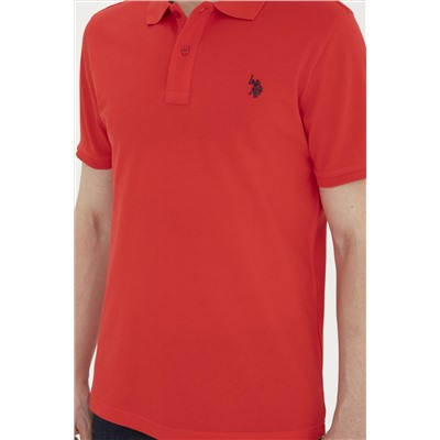 Erkek Slim Fit Polo Yaka Kırmızı Basic Tişört