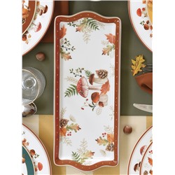 Блюдо, 35х15 см, фарфор P, белое, прямоугольное, Грибы и листья, Autumn Breeze