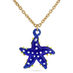 Кулон Морская звезда (муранское стекло синее; покрытие золото) 90см