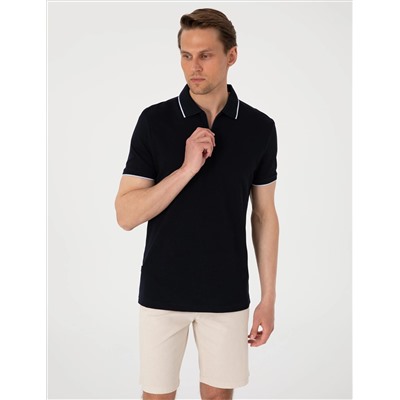 Lacivert Slim Fit Polo Yaka Tişört