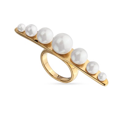 Кольцо Просекко (Майорка 4-10мм белая; покрытие золото), Есть комплект