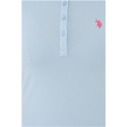Kadın Açık Mavi Basic Polo Yaka Tişört