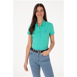 Kadın Mint Basic Polo Yaka Tişört