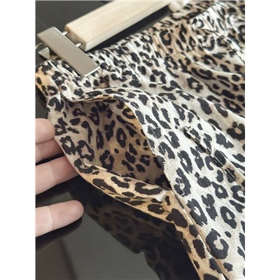 Женские хлопковые брюки с леопардовым принтом