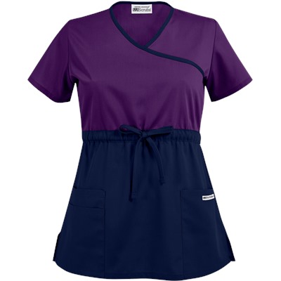 UA Best Buy Scrubs Color Block Empire Waist Mock Wrap Scrub Top