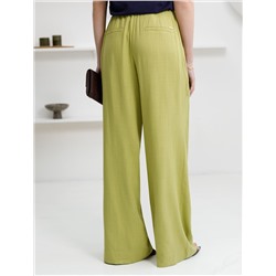 Свободные брюки палаццо на эластичном поясе изо льна с вискозой