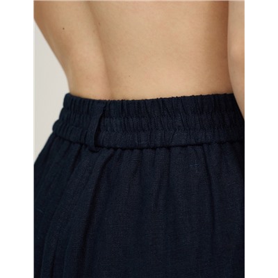 Синие брюки изо льна с кантами