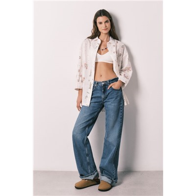 Camisa manga larga popelín estampado floral