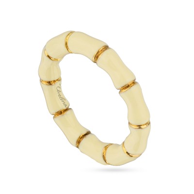 Кольцо Бамбук (эмаль сливочное масло; покрытие золото), Есть комплект