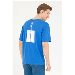 Erkek Saks Comfort Bisiklet Yaka Tişört