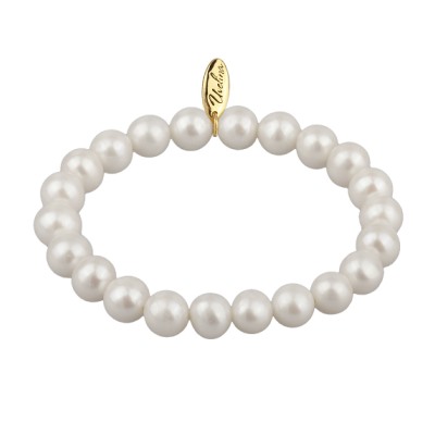 Браслет (жемчуг белый 9-10мм; покрытие золото), Есть комплект