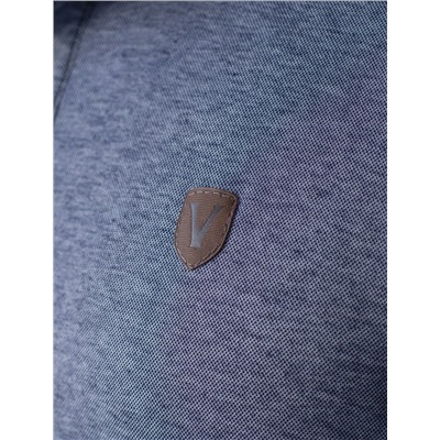 Футболка поло с воротником на пуговицах из полотна пике с меланжевым плетением с эластаном