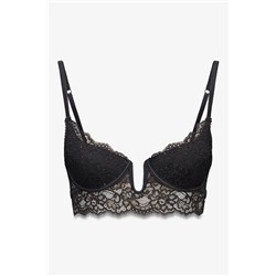 Sujetador GORGEOUS push up encaje negro brillo