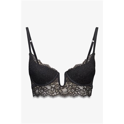 Sujetador GORGEOUS push up encaje negro brillo