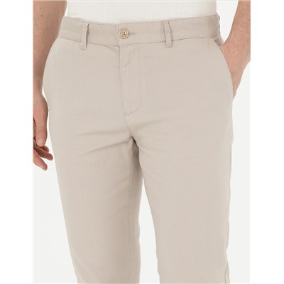 Bej Slim Fit Kanvas Pantolon