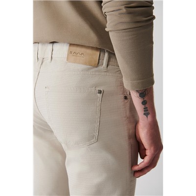 Taş Armürlü Esnek 5 Cepli Slim Fit Dar Kesim Kanvas Pantolon