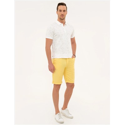 Sarı Standart Fit Bermuda Şort