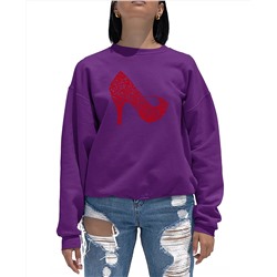 LA Pop Art Women's Word Art Crewneck High Heel Sweatshirt