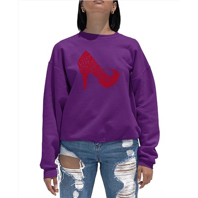 LA Pop Art Women's Word Art Crewneck High Heel Sweatshirt