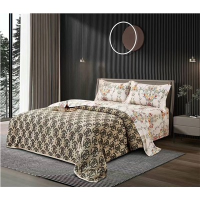 Скидки🔥Кавалли   плед + простыня+ наволочки   100% люкс хлопок  Простыня наволочки сатин  В набор входит: Плед махровый: 200-230см-1шт Простыня сатин 230*250см-1шт  Наволочки сатин 50*70см-2шт