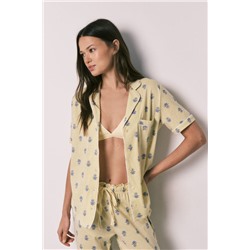 Pijama largo camisero algodón estampado