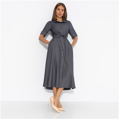 Платье приталенного силуэта, День обещает быть стильным (с поясом)