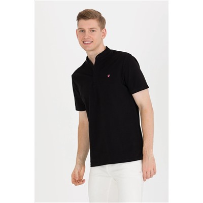 Erkek Siyah Hakim Yaka Tişört