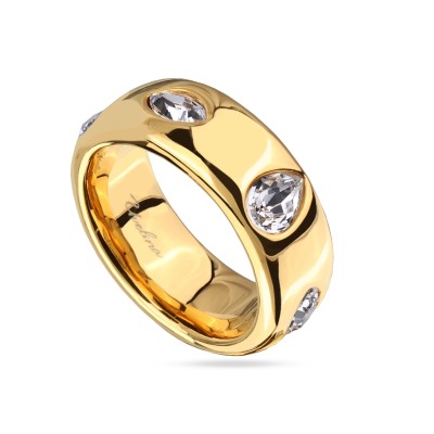 Кольцо Эйва (кристаллы SW белые; покрытие золото), Есть комплект