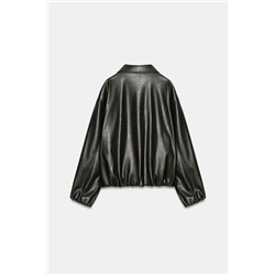 LEATHER EFFECT JACKET WITH ELASTICATED DETAILS
