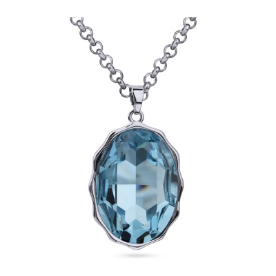 Кулон Сияние (кристаллы SW аквамарин; покрытие родий) 90-95см, Есть комплект