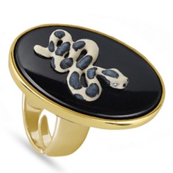 Кольцо Змея (эмаль черная, серая; покрытие золото)