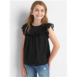 Swiss dot ruffle top