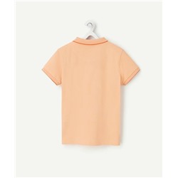 Boy's polo shirt short sleeves organic cotton beige corail