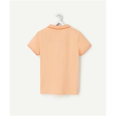 Boy's polo shirt short sleeves organic cotton beige corail