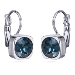 Серьги Теннис (кристаллы SW темно-синие 8мм; покрытие родий), Есть комплект