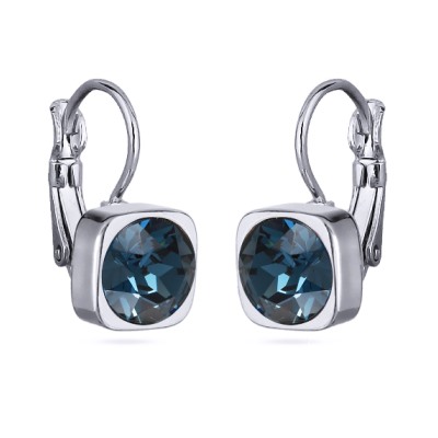 Серьги Теннис (кристаллы SW темно-синие 8мм; покрытие родий), Есть комплект