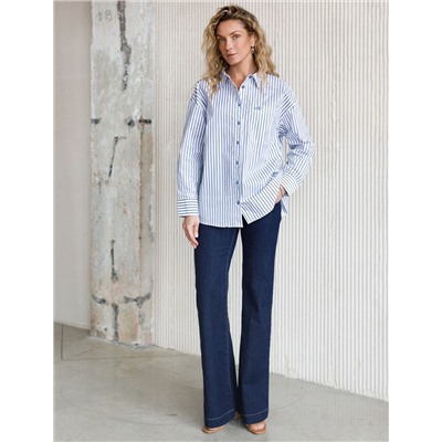 Блузка свободного силуэта в полоску из эластичного хлопка