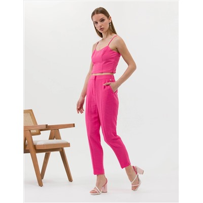 Pembe Crop Top Kolsuz Bluz