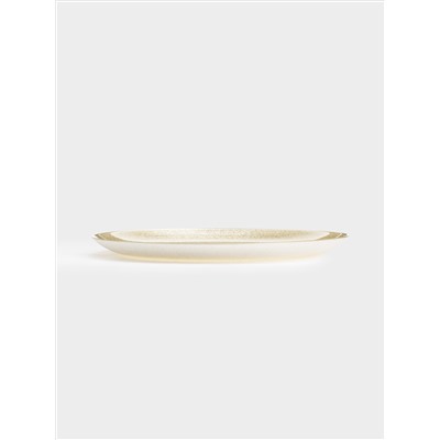 Тарелка обеденная, 28 см, стекло, молочная/шампань, Marbella